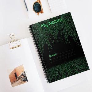 Cyber circuit spiral notebook - ’my notes’ ruled journal for techies - notebooks & notepads