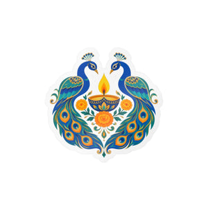 Peacock diya kiss-cut vinyl decal - home decor decals