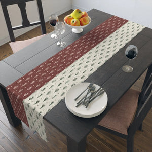 Rust & Cream Minimal Pine Table Runner — Rustic Holiday Dining Decor