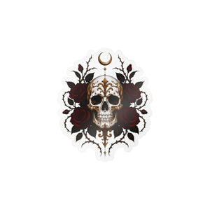 Skull and red roses kiss-cut vinyl decal - home decor decals