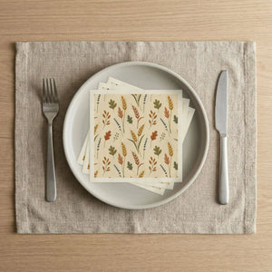 Ecru stock version of the DipaliZ botanical cocktail napkin