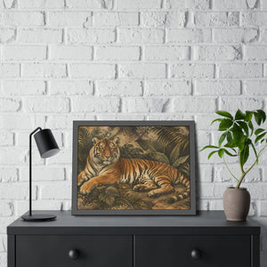 Framed paper poster – resting tiger in tropical jungle - posters
