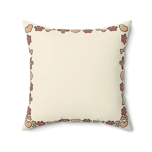 Personalized Dog Photo Pillow — Custom Pet Name "ZEUS" Square Throw Pillow, Cute Heart & Paw Border