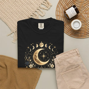 Celestial crescent moon t-shirt – mystical astrology design - t-shirts