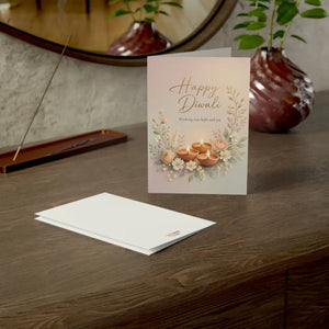 Happy diwali greeting card with floral diyas – festival of lights wishes - cards