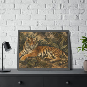 Framed paper poster – resting tiger in tropical jungle - posters