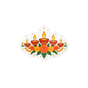Diwali floral diyas kiss-cut vinyl decal - home decor decals