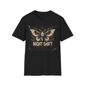 Night shift moth graphic t-shirt - t-shirts