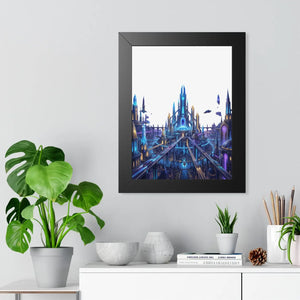 Dipaliz a futuristic city framed vertical poster - posters prints & visual artwork