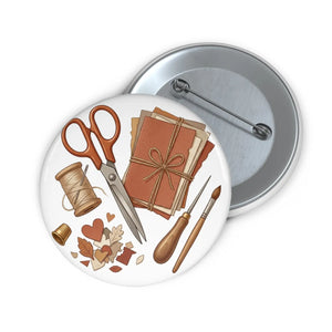 Crafting Tools Pin Button — Cute Scrapbooking & Stationery Badge