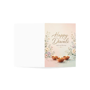 Happy diwali greeting card – floral light and blessings design - cards