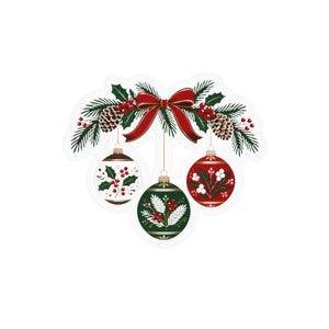 Christmas ornament wreath kiss-cut vinyl decal - home decor decals