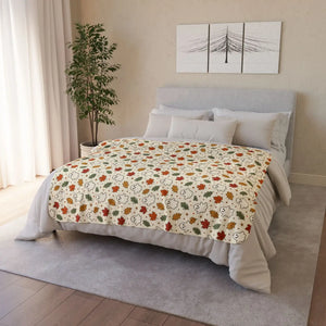Autumn Ghosts Sherpa Blanket — Cozy Fall Leaves Fleece Throw