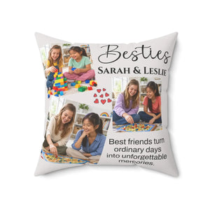 Besties Personalized Photo Pillow — Custom Names & Quote