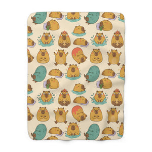 Cute capybara Sherpa Blanket – Cozy Animal Pattern Throw for Kids & Pet Lovers