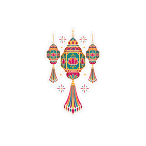 Colorful diwali lantern kiss-cut vinyl decal - home decor decals