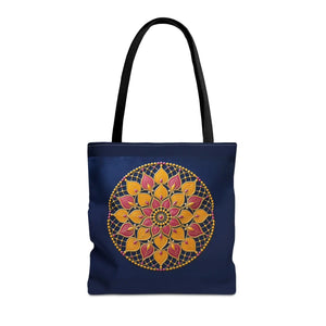 DipaliZ mandala tote shown in the 16 by 16 inch size