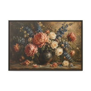 Vintage floral bouquet framed canvas wall art - printable