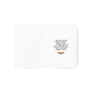 Diwali mandala greeting cards, gold diya design (pack of 1 10 30 50)