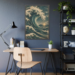 Framed ocean wave poster wall art - posters