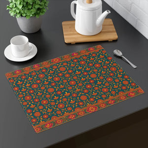 Indian diya and marigold floral placemat - placemats