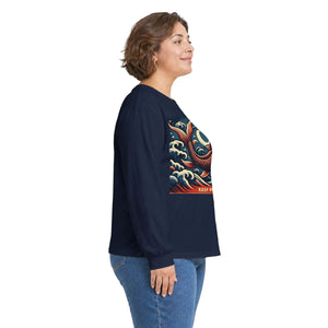 Japanese koi dragon ocean waves “keep moving” long sleeve tee - t-shirts