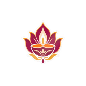 Lotus diya kiss-cut vinyl decal - home decor decals