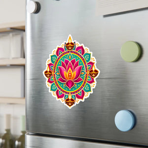 Colorful lotus mandala kiss-cut vinyl decal - home decor decals
