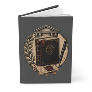 Antique Ledger Hardcover Journal — Vintage Book & Quill Lined Notebook