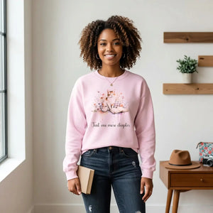 Just one more chapter cat reading book lover crewneck sweatshirt - sweatshirts