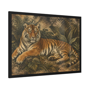 Framed paper poster – resting tiger in tropical jungle - posters