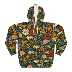 Floral wildflower garden pullover hoodie - hoodies