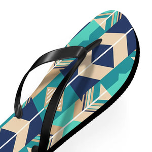 Geometric teal and navy flip flops - slippers