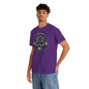 Skull with headphones, Unisex Heavy Cotton Tee