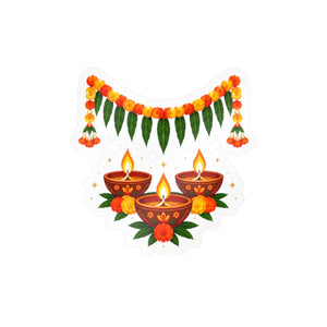 Diwali diyas and marigold toran kiss-cut vinyl decal - home decor decals