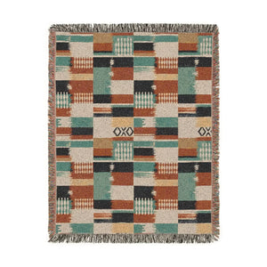 Banded stripe square in the patchwork grid of this DipaliZ woven throw