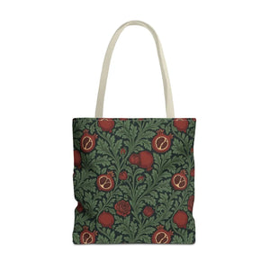Vintage william morris-inspired botanical pomegranate tote bag - bags