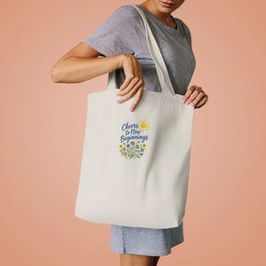 Personalized, Embroidered 'Cheers to New Beginnings' Floral Tote