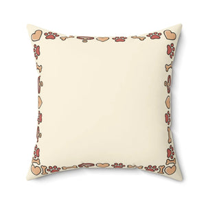 Personalized Dog Photo Pillow — Custom Pet Name "ZEUS" Square Throw Pillow, Cute Heart & Paw Border