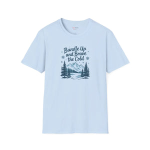 Bundle Up and Brave the Cold T-Shirt — Winter Mountain Pine Graphic Tee