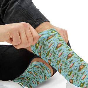 Frog Pond Pattern Socks — Cute Novelty Sublimation Crew Socks