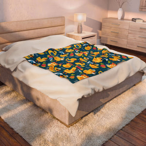 Rubber Duck Swim Velveteen Plush Blanket — Cozy Baby & Kids Throw