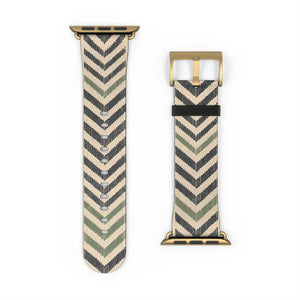 Chevron Pattern Watch Band — Neutral Geometric Apple Watch Strap