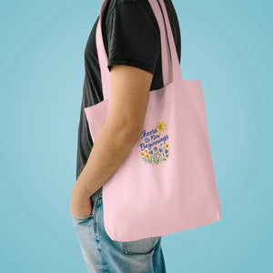 Personalized, Embroidered 'Cheers to New Beginnings' Floral Tote