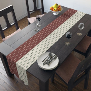 Rust & Cream Minimal Pine Table Runner — Rustic Holiday Dining Decor