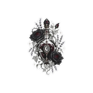 Gothic sacred heart rose kiss-cut vinyl decal - home decor decals