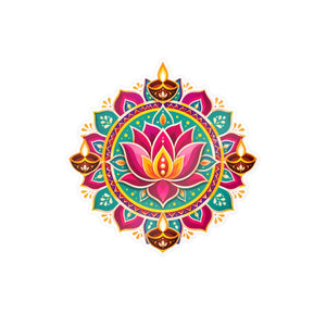Colorful lotus mandala kiss-cut vinyl decal - home decor decals