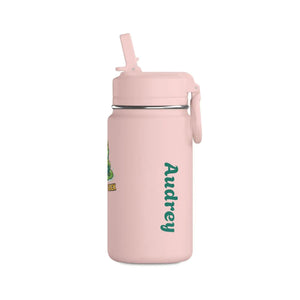 Original DipaliZ frog illustration printed across a personalized drink bottle