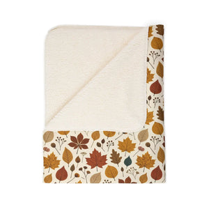 Autumn Leaves Sherpa Blanket — Cozy Fall Foliage Throw