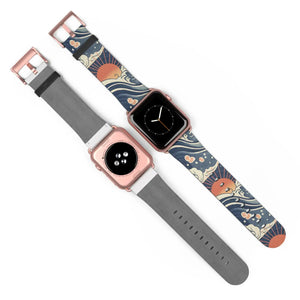 Sunrise wave watch band, japanese pattern apple strap - bands